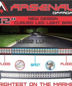 Alternative view of #1 32" Curved Arsenal Offroad LED Light Bar 30" of LED's Flood/Spot Combo Beam-CREE 3w LED's 180w 18,000LM Off Road RZR XP 1000 UTV Trucks Raptor Bumper Rock