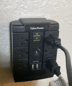 CyberPower CSP600WSU Surge Protector, 1200J/125V, 6 Swivel Outlets, 2 USB Charging Ports, Wall Tap Design, Black 33 716mtDLIcIL