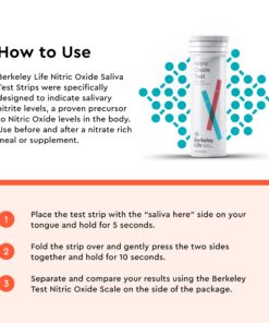 Berkeley Life Nitric Oxide Test Strip Used Worldwide by Olympians & Elite Athletes - Take Control of Your Heart Health Measure, Manage, & Optimize Blood Flow & Oxygen Delivery in Your Body - 50 Count 50 Count (Pack of 1) 8 716n d O3GL
