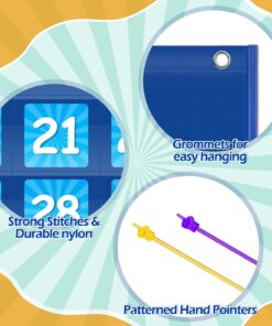 Aizweb Classroom Calendar Pocket Chart,Monthly Calendar for Kid Preschool Kindergarten Classroom Elementary Must Haves,Classroom Decorations Decor,Homeschool Teacher Supplies,Back to School Supplies Blue 13 716n84H4Y8L