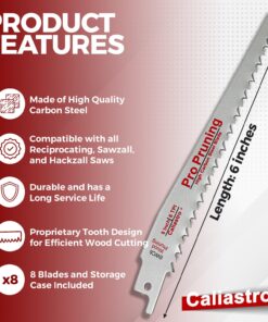 Caliastro 6-Inch Wood Cutting & Pruning Saw Blades for Reciprocating/Sawzall Saws - 8 Pack 8-Pack 10 716nslhK2mL