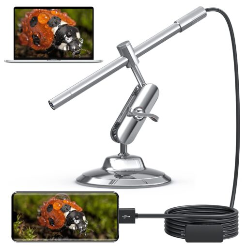 USB Digital Microscope, Teslong 10X to 200X Magnification Camera with Stand, Portable Handheld Electronic Coin Magnifier, Soldering Camera Ear Otoscope