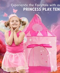 Alternative view of 5-Piece Princess Castle Girls Pop Up Play Tent & Dress Up Costume Bundle - Playhouse Gift for Girls & Toddler for Indoor & Outdoor Use with Pink Fairy Tale Carrying Bag & Glow in The Dark Stars