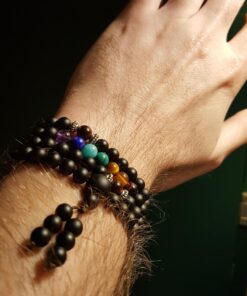 COAI 108 Japa Mala 7 Chakra Stone Wrap Bracelet Necklace Matte Onyx 29 716phxbz5cL