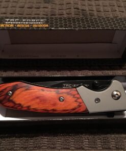 TAC FORCE Spring Assisted Folding Pocket Knife – Black Stainless Steel Drop Point Blade, Brown Wood Handle with Stainless Steel Bolster, Pocket Clip, Tactical, EDC, Rescue - TF-469 50 716rXsmkmpL