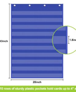 EAMAY Standard Pocket Charts, Clear 10 Pocket Chart for Teacher Lessons in a Classroom or Home Use – Fits Standard 3” Sentence Strips and Word Cards, Blue 15 716spZqjaUL