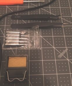 Sywon Full Set 60W 110V Electric Soldering Iron Kit with Adjustable Temperature Welding Iron, 5pcs Tips, Desoldering Pump, 2pcs Tweezers, Tin Wire Tube, Stand and 6pcs Aid Tools in PU Carry Bag 29 716totAqUIL