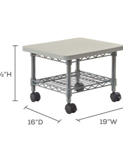 Safco Onyx Under-Desk Utility Cart & Multi-Use Printer Stand, Printer Table for Home Office, Mobile Rolling Cart with Steel Shelf, Gray Grey 20 716v8 hzeL