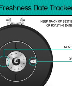 Coffee Gator Stainless Steel Coffee Grounds and Beans Container Canister with Date-Tracker, CO2-Release Valve and Measuring Scoop, Small, Gray 11oz 15 716vRbWQEfL