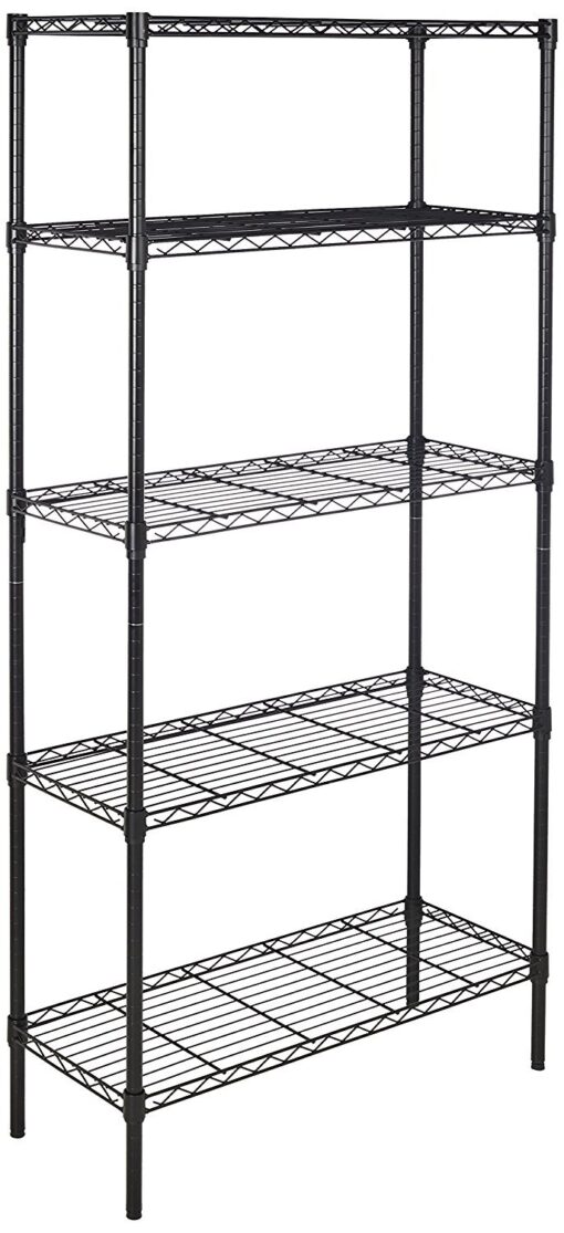 Amazon Basics 5-Shelf Adjustable, Heavy Duty Storage Shelving Unit (350 lbs loading capacity per shelf), Steel Organizer Wire Rack, Black, 36" L x 14" W x 72" H No Wheels