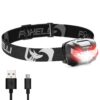 Foxelli Rechargeable Headlamp Flashlight - Super Bright LED Head Lamp for Running, Camping, Hiking & Work, Lightweight Comfortable Head Light for Adults and Kids Black 24 716wdom2GzL
