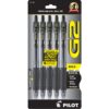 PILOT, G2 Premium Gel Roller Pens, Bold Point 1 mm, Pack of 5, Black 5-Pack