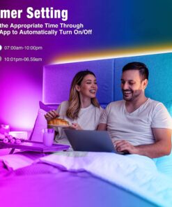 REEMEER Led Lights 100ft(2 Rolls of 50ft) Smart APP Control Music Sync Led Strip Lights RGB Color Changing Led Lights Strips with Remote Led Lights for Bedroom Kitchen and Party 100 ft 19 716z3GQvuHS