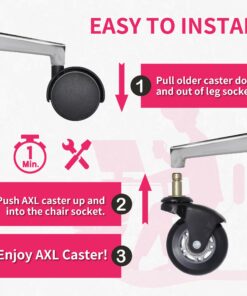 IKEA Chair Only Office Chair Caster Wheel Replacement, 10mm Stem ft. Band Braket 2.5 inch Roller Blade, Best Protection for All Kinds of Floors, No Noice, Smooth & Silent (Black, Grey/Black) 2.5 inch Black 24 717 vfvp0lL 2