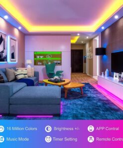 Alternative view of 100ft Led Lights For Bedroom (2 Rolls of 50ft), Led Strip Lights Music Sync Color Changing, Led Light Strip With Remote & App Control Rgb Strip, Led Lights For Room Dorm Home Classroom Ceiling Decor 100ft indoor use-(2 rolls of 50ft)