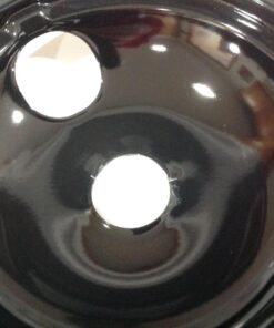 Range Kleen P119204XN 4 Pack Style B Black Porcelain Drip Bowls 2 Small 6 Inch and 2 Large 8 Inch 35 7170mARwPSL