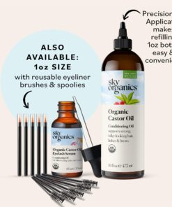 Alternative view of Sky Organics Organic Castor Oil (16 oz), USDA Certified Organic, 100% Pure, Cold Pressed, Hexane Free, Boost Hair Growth, Use with Castor Oil Pack, Includes Exclusive EBOOK Unscented 16 Fl Oz (Pack of 1)