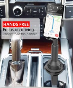 APPS2Car Solid Cup Holder Phone Mount for Car Truck with Quick Extension Long Arm Fast Swivel Adjustable Height 360 Rotatable Low Profile Universal Mobile Mount Compatible with All Cell Phone iPhone Black 24 7170wLTippL