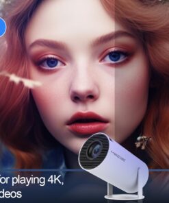Mini Projector, Magcubic HY300 Auto Keystone Correction Portable Projector, 4K/ 200 ANSI Smart Projector with 2.4/5G WiFi, BT 5.0, 130 Inch Screen, 180 Degree Flip, Round Design, Home Video Projector white 18 71717hnOXeL