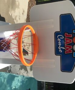 SWIMLINE Pool Basketball Hoop Poolside Game POOL JAM Heavy Duty With Plastic Rim For Kids & Adults Swimming Splash Hoops Games With Midsize Water Basketball, Toy For Pools, Outdoor Summer Hoops 9189M Poolside Basketball Game (Heavy Duty) 9 7174Trg3AxL