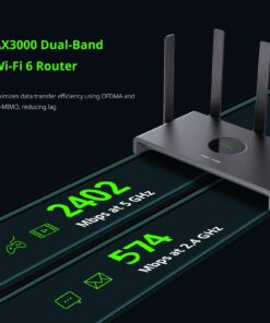 Reyee AX3000 Wi-Fi 6 Router, Dual Band Internet, 802.11ax Wireless, Coverage up to 3,000 Sq. Ft., Gigabit Wan Aggregation, WPA3, Smart VPN for Large Home (RG-E4), 2023 Release 51 7175u9Z6kxL