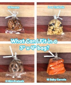 100 Clear Treat & Favor Bags | Ties Included | Great For Cake Pops, Candy, Gifts, Wedding or Party Favors | Food Safe Plastic | Stronger Than Cellophane | 1.5 Mils Thickness | 3" x 4" 12 7177DnqL3fL