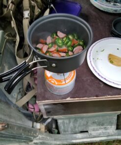 Gold Armour 17 Pieces Camping Cookware Mess Kit Backpacking Hiking Outdoors Gear - Lightweight Cookset, Compact, Durable Pot Pan Bowls, Essential Camping Accessories Equipment Gear (Black) 24 7177IGkQL