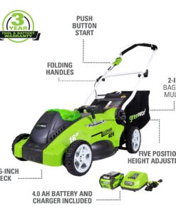 Alternative view of Greenworks 40V 16" Cordless (Push) Lawn Mower (75+ Compatible Tools), 4.0Ah Battery and Charger Included 16" Mower (4.0Ah)
