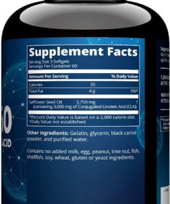 MRM Nutrition CLA 1250 | Keto Friendly | 80% CLA High Potency | 1000mg CLA per Capsule | Healthy fats | Gluten-Free | 30 Servings 180 Count (Pack of 1) 8 7177ScxqEeL