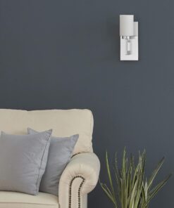 Linea di Liara Brio Polished Chrome Sconce Frosted Glass Shade Modern Sconces Wall Lighting Fixture Bathroom Wall Sconce Vanity Wall Sconce and Hallway Wall Light Fixtures, UL Listed 30 7177a7VqK5L