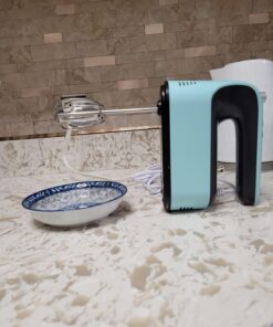 Yomelo 9-Speed Digital Hand Mixer Electric, 400W DC Motor with Snap-On Storage Case, Touch Button, Turbo Boost, 5 Stainless Steel Baking Handheld Accessories, Flat Beaters, Dough Hooks, Whisk (Ice Blue) Ice Blue 28 71792MxDkgL 1