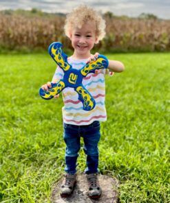 Boomerang Kids Outdoor Frisbee - Soft Toy Boomerangs Gifts for Boys 8-12 & Girls 8-12 - Outside Boys Toys Age 6 7 8 9 10 11 & Up Best Stocking Stuffer Gift Ideas for Kids - Backyard Games Flying Disc Blue 26 7179DGZBKPL