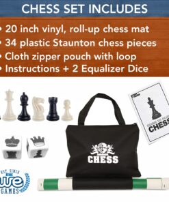 WE Games Best Value Tournament Chess Set - Staunton Chess Pieces and Green Roll-Up Vinyl Chess Board 1 28 7179ifayAqL