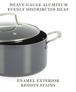 Martha Stewart Lockton Premium Nonstick 10 Piece Enamel Heavy Gauge Aluminum Pots and Pans Cookware Set - Grey 10-Piece Nonstick Set Gray 11 717CexgHVJL