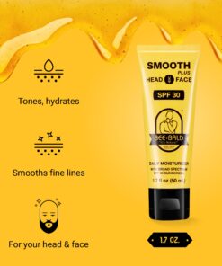 Bee Bald SMOOTH PLUS Daily Moisturizer With SPF 30 Broad Spectrum Sunscreen - Head and Face Moisturizer Lotion for Men and Women Too - Hydrate and Protect Skin from Harmful UVA/UVB Rays - 1.7 fl Oz 13 717CxQTi3dL