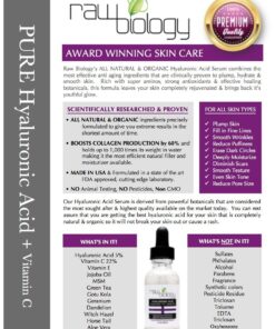 PUREST Natural & Organic Hyaluronic Acid with Vitamin C and E - WRINKLE ERASER & Collagen Builder. 12 717D1N AUoL