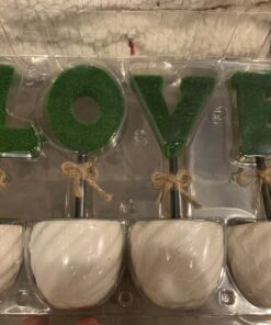 MyGift Set of 4 Decorative Artificial Sculpted Topiary Hedge Planter with Lettering That Spell Love in White Ceramic Pots 27 717E3yXAUAL