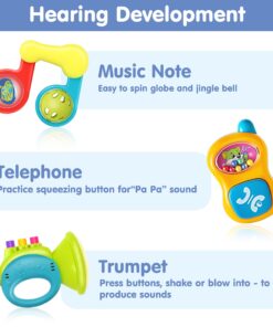 iPlay, iLearn 10pcs Baby Rattles Toys Set, Infant Grab N Shake Rattle, Sensory Teether, Development Learning Music Toy, Newborn First Birthday Gifts for 0 1 2 3 4 5 6 7 8 9 10 12 Month Babies Boy Girl 10 Pieces Set 26 717ElbhI7QL