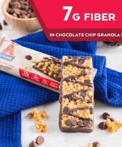 Atkins Chocolate Chip Granola Protein Meal Bar, High Fiber, 17g Protein, 1g Sugar, 3g Net Carbs, Meal Replacement, Keto Friendly, 8 Count 8 Count (Pack of 1) 15 717FORjzqAL