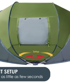 4 Person Easy Pop Up Tent Waterproof Automatic Setup 2 Doors-Instant Family Tents for Camping Hiking & Traveling Green & Grey 110*78*51'' 31 717GAd1BC3L