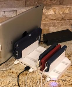 Alxum iPad Charging Station for Multiple Devices, 96W 10 Port Cell Phone Charging Station Organizer,USB Fast Charger Dock Compatible w iPad/iPhone/Android/Kindle/Fire/Kindle Tablet, UL Certified,White 66 717HaNxzWL