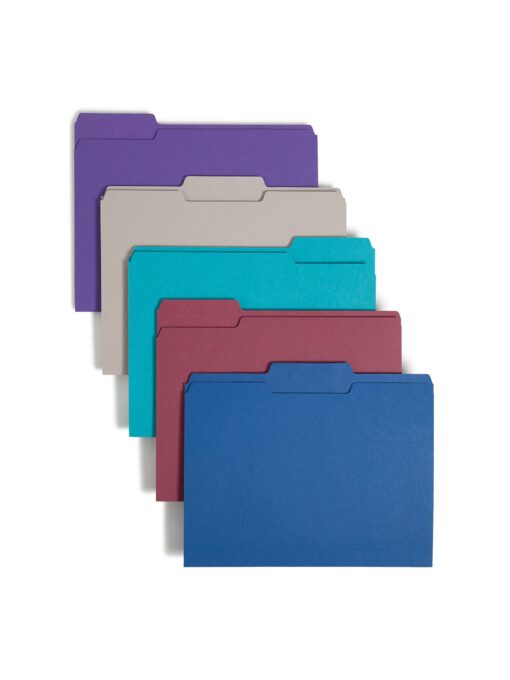 Smead Colored File Folder, 1/3-Cut Tab, Letter Size, Assorted Jewel Tone Colors, 100 per Box (11948) 1 Unit