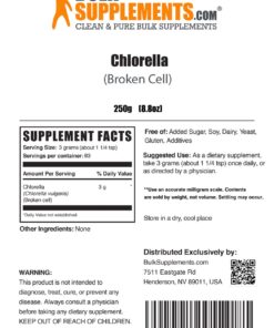 BulkSupplements.com Chlorella Powder - Green Superfood Powder - Greens Supplements - Chlorophyll Powder - Greens Powder - 3g per Serving, Broken Cell Wall (250 Grams - 8.8 oz) 8.8 Ounce (Pack of 1) 16 717JPsr1UCL