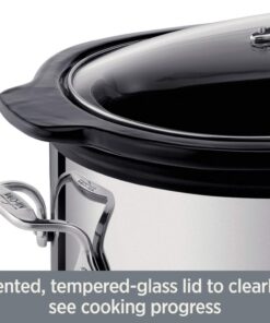 All-Clad Electrics Stainless Steel and Ceramic Slow Cooker with Insert and Lid 6.5 Quart Nonstick 320 Watts Oval Shaped, Programmable, Dishwasher Safe Black Ceramic Insert 6.5-Quart 21 717JWNThSL