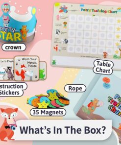Alternative view of Putska Animal Potty Training Chart for Toddlers Boys & Girls - Potty training stickers for girls potty training toilet and boys. A sticker chart for kids potty training rewards. Toddlers Potty chart