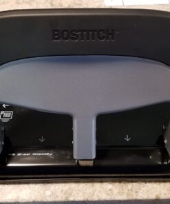 Bostitch Office EZ Squeeze Heavy Duty 3 Hole Punch, 40-Sheet Capacity, Use Less Force, Perfect for Home Office School Supplies, Sleek Design, Silver 1 40 717LDey O8L