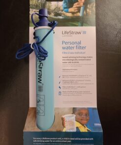 LifeStraw Personal Water Filter for Hiking, Camping, Travel, and Emergency Preparedness Blue 1 Pack 40 717MCyyiesL
