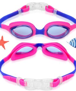 Careula 2 Pack Kids Swim Goggles, Swimming Goggles Anti-fog Water Pool Glasses for Kids Girls Boys Toddlers Child Age 2-12 A1 Purple & Blue 16 717MEMd5t7L
