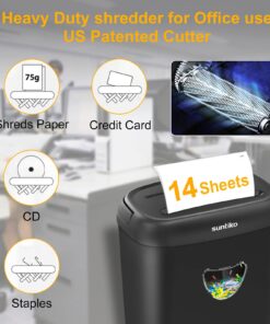 Paper Shredder, 14-Sheet Cross Cut with 6.6-Gallon Basket, P-4 Security Level, 3-Mode Design Shred Card/CD/Staple/Clip, Heavy Duty with Jam Proof System, Paper Shredder for Office (ETL) 28 717NP99QIgL