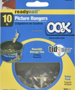OOK 50606 ReadyNail Picture Hangers, Reusable Art Hooks, Brass, 10lbs (30 Set) 30 set, 10lb 10 717NcY rxnL